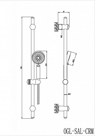 Душевая колонна со смесителем и ручным душем BelBagno Oglio арт. OGL-SAL-CRM