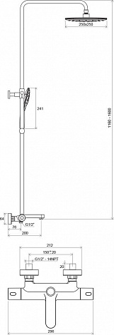 Душевая стойка с термостатом и ручным душем Ravak Termo 300 TE 092.00/150