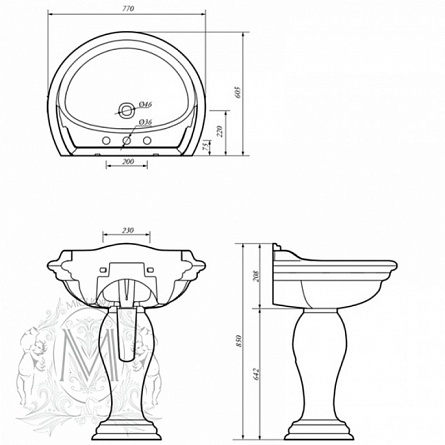 Колонна раковины тюльпана Migliore Milady арт. ML.MLD-25.707.D1