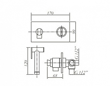 Смеситель - термостат с гигиеническим душем Migliore Fortis арт. ML.FRT-5267.CR