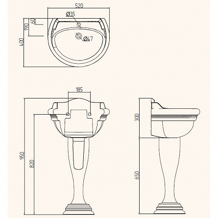 Колонна раковины тюльпана Migliore Milady арт. ML.MLD-25.717.D2
