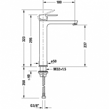 Смеситель для раковины высокий с донным клапаном Duravit A.1 арт. A11040001010